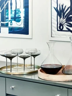 Mundgeblasene Champagnerschalen Smoke mit Farbverlauf, 4 Stück