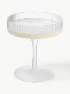 Mundgeblasene Champagnerschalen Ripple mit Rillenrelief, 2 Stück
