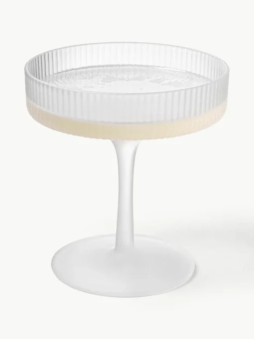 Mundgeblasene Champagnerschalen Ripple mit Rillenrelief, 2 Stück