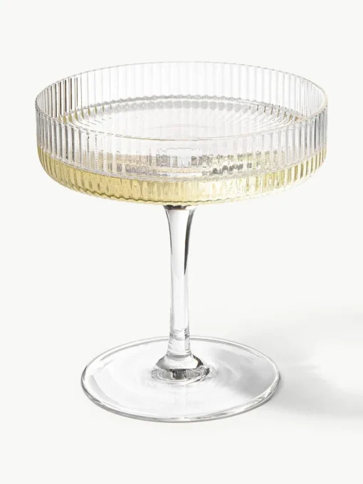 Mundgeblasene Champagnerschalen Ripple mit Rillenrelief, 2 Stück