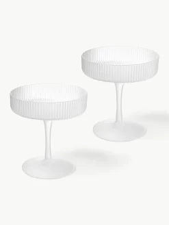 Mundgeblasene Champagnerschalen Ripple mit Rillenrelief, 2 Stück