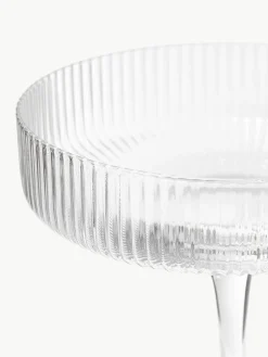 Mundgeblasene Champagnerschalen Ripple mit Rillenrelief, 2 Stück