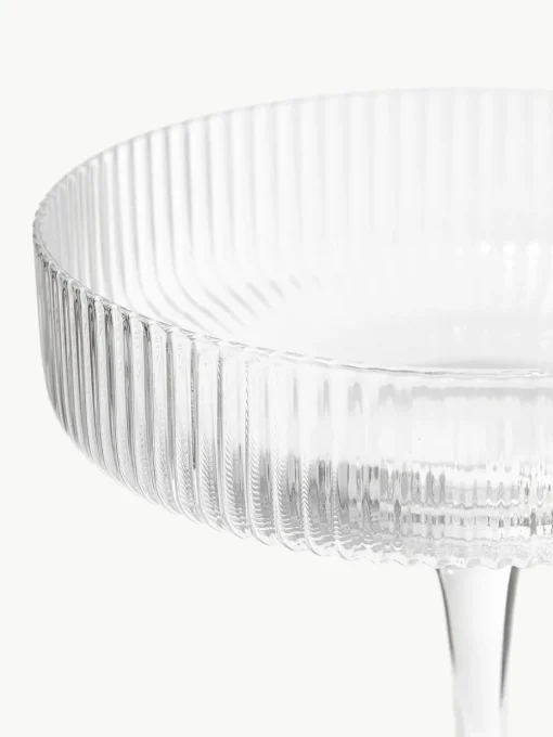Mundgeblasene Champagnerschalen Ripple mit Rillenrelief, 2 Stück