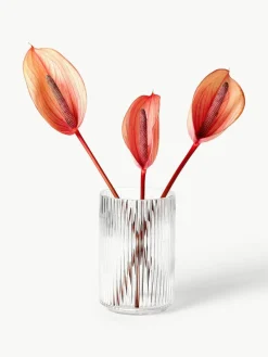 Mundgeblasene Deko-Vase Carlo mit Rillenrelief, H 20 cm