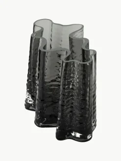 Mundgeblasene Glas-Vase Gry mit strukturierter Oberfläche, H 19 cm