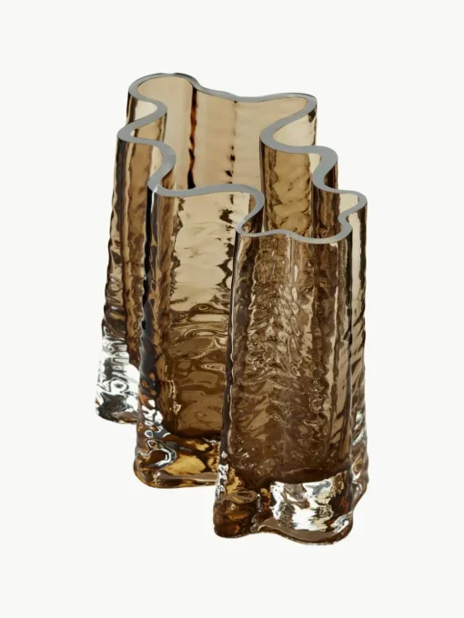 Mundgeblasene Glas-Vase Gry mit strukturierter Oberfläche, H 19 cm