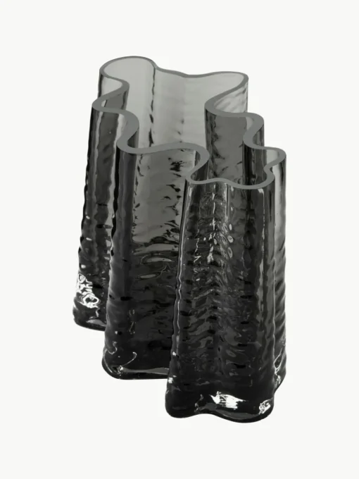 Mundgeblasene Glas-Vase Gry mit strukturierter Oberfläche, H 19 cm