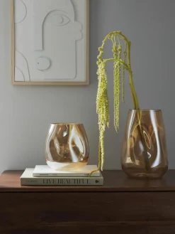 Mundgeblasene Glas-Vase Luster, H 17 cm