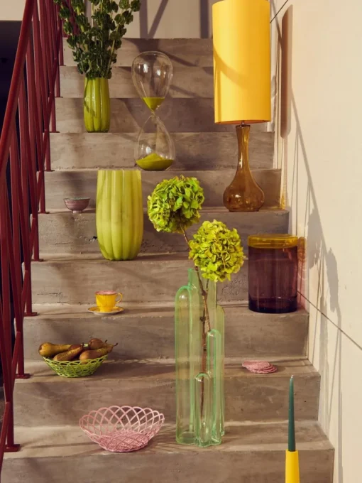 Mundgeblasene Glas-Vase Melon, H 38 cm