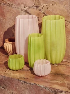 Mundgeblasene Glas-Vase Melon, H 38 cm
