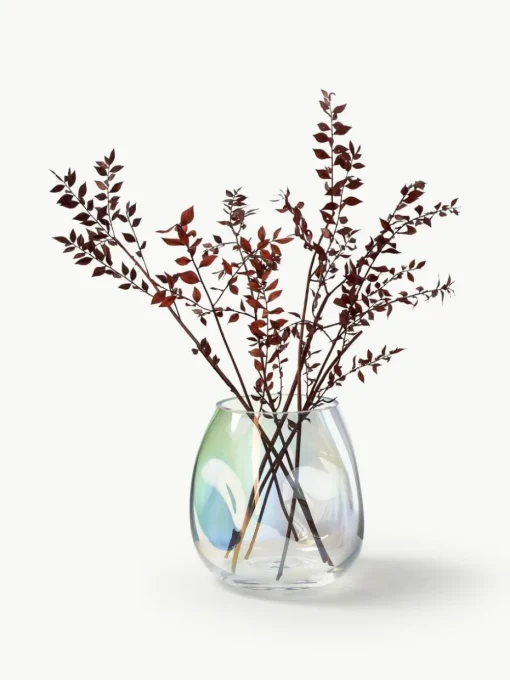 Mundgeblasene Glas-Vase Rainbow, H 17 cm