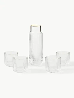 Mundgeblasene Karaffe Aleo mit Wassergläsern, 5er-Set