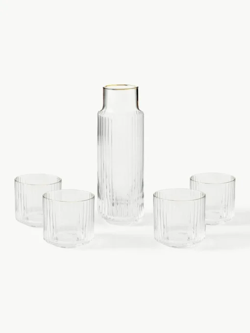 Mundgeblasene Karaffe Aleo mit Wassergläsern, 5er-Set