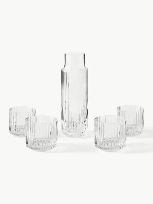 Mundgeblasene Karaffe Aleo mit Wassergläsern, 5er-Set