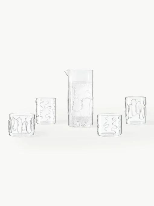 Mundgeblasene Karaffe Doodle mit Strukturmuster, 1.2 L