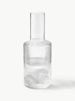 Mundgeblasene Karaffe Ripple mit Rillenrelief, 1 L