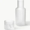 Mundgeblasene kleine Karaffe Ripple mit Wasserglas, 2er-Set