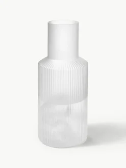 Mundgeblasene kleine Karaffe Ripple mit Wasserglas, 2er-Set