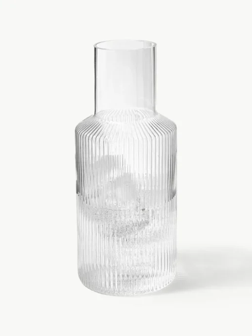 Mundgeblasene kleine Karaffe Ripple mit Wasserglas, 2er-Set