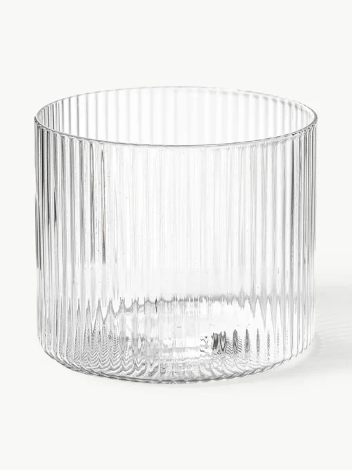 Mundgeblasene kleine Karaffe Ripple mit Wasserglas, 2er-Set