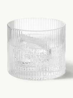 Mundgeblasene kleine Karaffe Ripple mit Wasserglas, 2er-Set