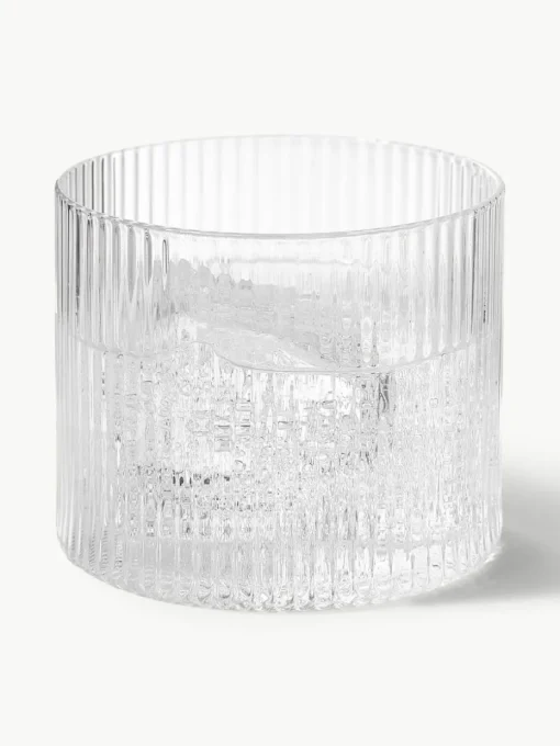 Mundgeblasene kleine Karaffe Ripple mit Wasserglas, 2er-Set