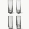 Mundgeblasene Longdrinkgläser Ripple mit Rillenrelief, 4er-Set