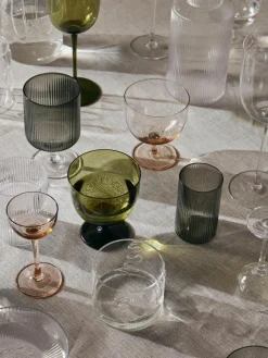 Mundgeblasene Longdrinkgläser Ripple mit Rillenrelief, 4 Stück
