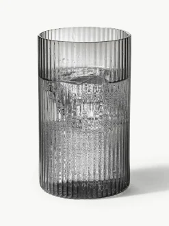 Mundgeblasene Longdrinkgläser Ripple mit Rillenrelief, 4 Stück