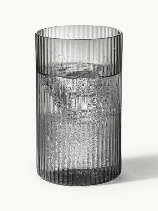 Mundgeblasene Longdrinkgläser Ripple mit Rillenrelief, 4 Stück