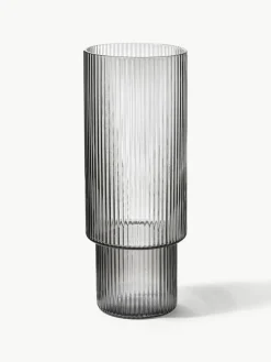 Mundgeblasene Longdrinkgläser Ripple mit Rillenrelief, 4er-Set