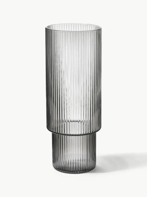 Mundgeblasene Longdrinkgläser Ripple mit Rillenrelief, 4er-Set