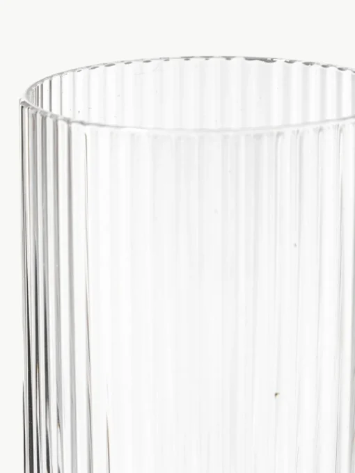 Mundgeblasene Longdrinkgläser Ripple mit Rillenrelief, 4 Stück