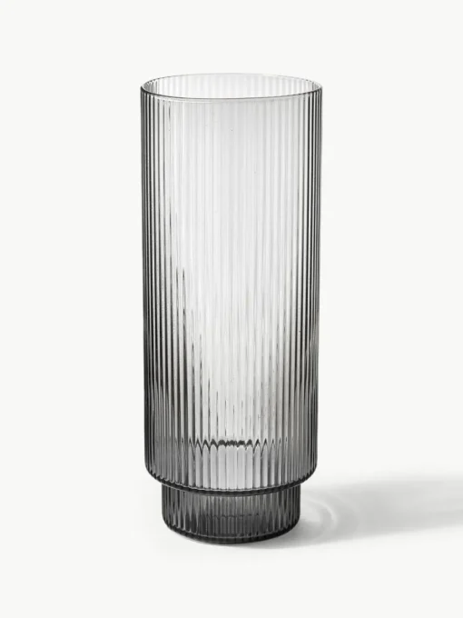 Mundgeblasene Longdrinkgläser Ripple mit Rillenrelief, 4er-Set