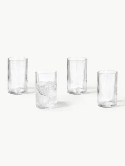 Mundgeblasene Longdrinkgläser Ripple mit Rillenrelief, 4 Stück