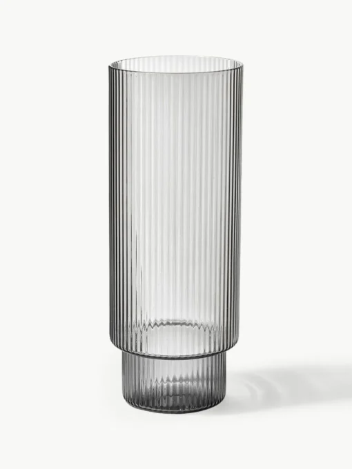 Mundgeblasene Longdrinkgläser Ripple mit Rillenrelief, 4er-Set