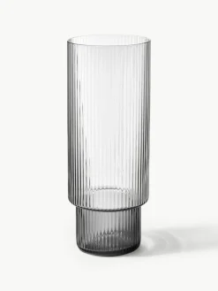 Mundgeblasene Longdrinkgläser Ripple mit Rillenrelief, 4er-Set