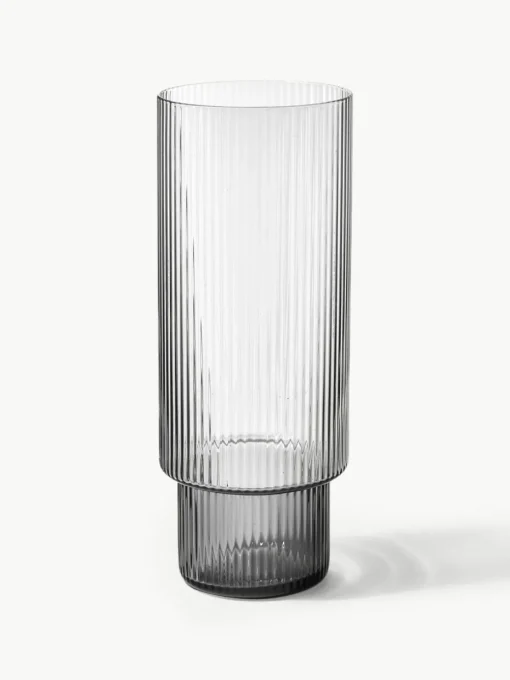 Mundgeblasene Longdrinkgläser Ripple mit Rillenrelief, 4er-Set