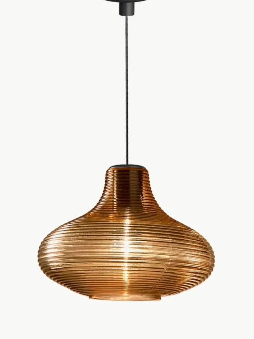 Mundgeblasene Pendelleuchte Emma aus getöntem Glas