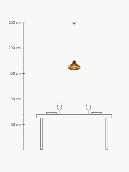 Mundgeblasene Pendelleuchte Emma aus getöntem Glas