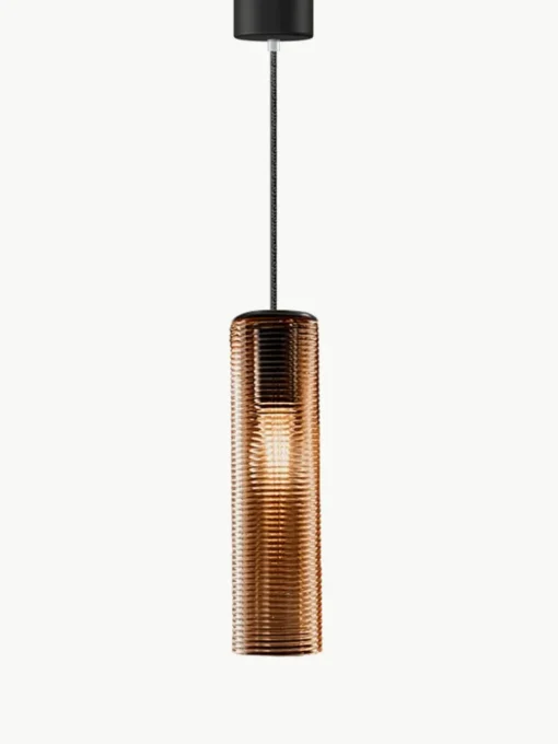 Mundgeblasene Pendelleuchte Clio aus getöntem Glas