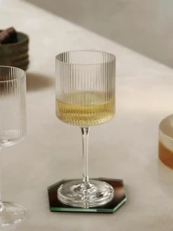 Mundgeblasene Rotweingläser Ripple mit Rillenrelief, 2 Stück