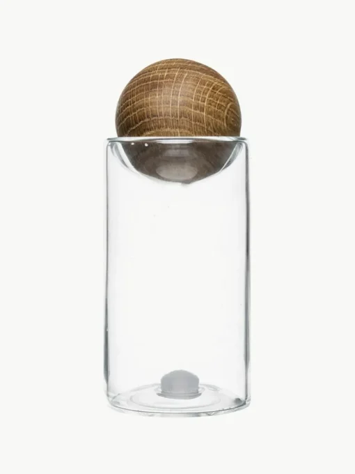 Mundgeblasene Salz- und Pfefferstreuer Nature mit Holzdeckel, 2er-Set