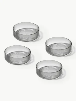 Mundgeblasene Servierschälchen Ripple mit Rillenstruktur, 4 Stück