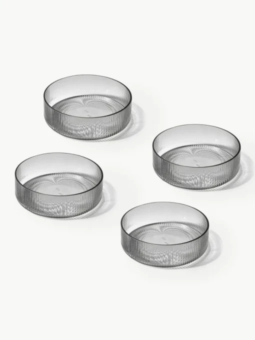 Mundgeblasene Servierschälchen Ripple mit Rillenstruktur, 4 Stück