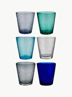 Mundgeblasene Wassergläser Cancun mit Luftbläschen, 6er-Set