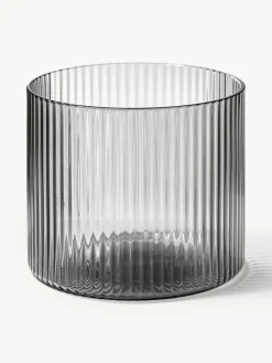 Mundgeblasene Wassergläser Ripple mit Rillenrelief, 4 Stück