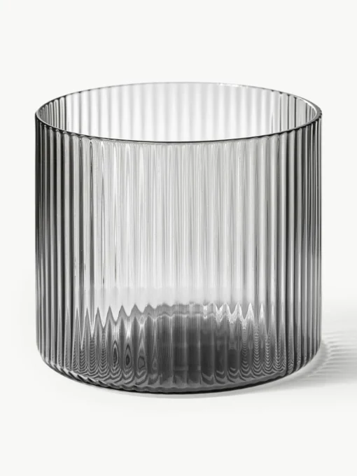 Mundgeblasene Wassergläser Ripple mit Rillenrelief, 4 Stück
