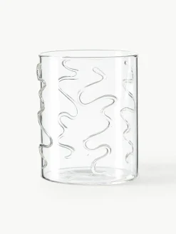 Mundgeblasene Wassergläser Doodle mit Strukturmuster, 2er-Set