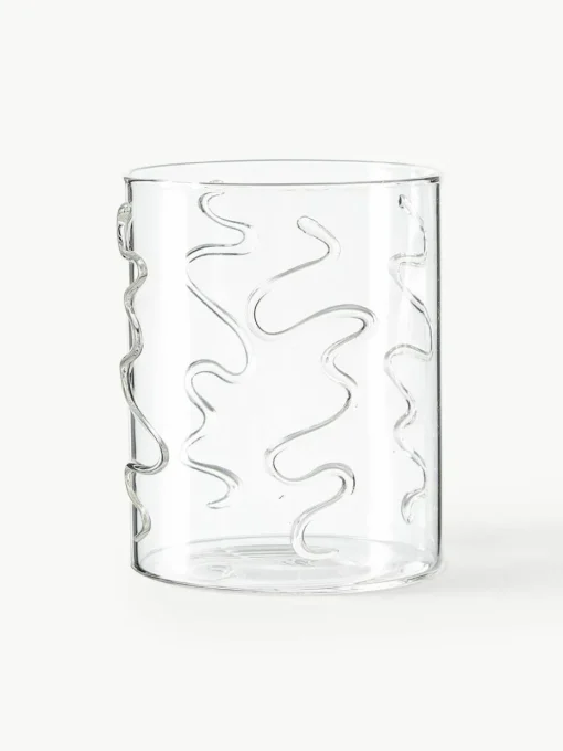 Mundgeblasene Wassergläser Doodle mit Strukturmuster, 2er-Set